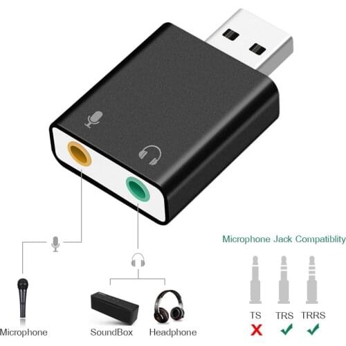External USB Audio Sound Card USB To Jack 3.5mm Converter Headphone Adapter Mic Sound Card Headsets Virtual 7.1 Ch Microphone