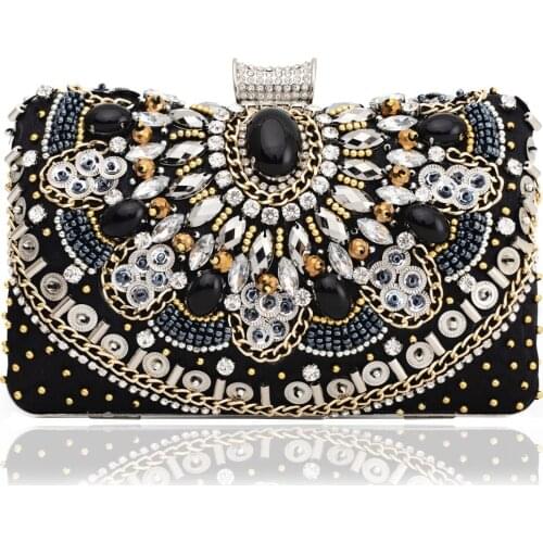 Woman Evening Bag Clutch Sequin and Crystal Rhinestones Handbags Prom Wedding Party Purses