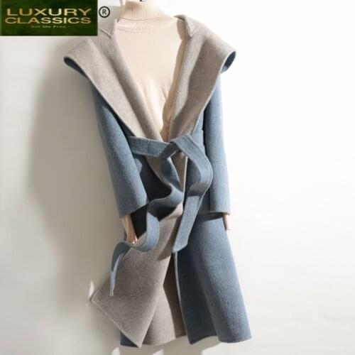 Women Autumn Winter Coat 100% Wool Coat Female Long Jackets Korean Double Sided Woolen Clothes 2021 Black Overcoat 19731