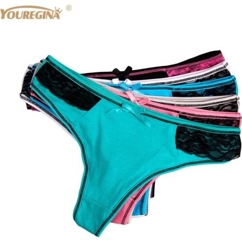 Womens Sexy G-strings Thongs Women Underwear Cotton Lace Panties Ladies Knickers Lingerie for Women 6pcs/lot