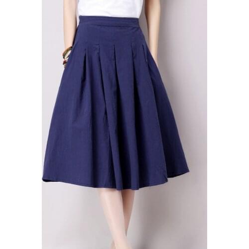 Cotton linen womens 2021 summer dress new retro literature linen short skirt medium length slim versatile skirt