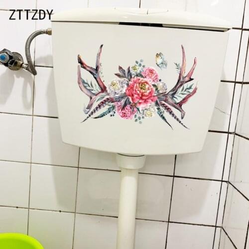 ZTTZDY 25.9×18.3CM Antlers Wreath Personality Home Wall Stickers Classical Art Toilet Decoration T2-1088
