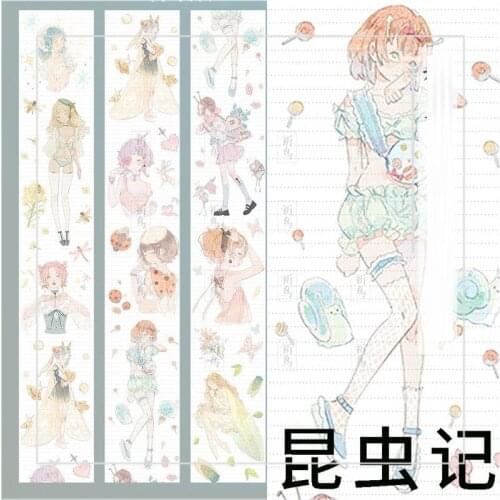 1 Loop 4.5 x 63cm Insects Girl Special Oil Characters Washi Tape Sample