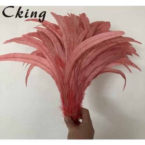100PCS Coral Color 20-25 CM/ 8-10 Inch beautiful Rooster Feather For DIY jewelry Handmade Crafts Feathers Plumes Pluma