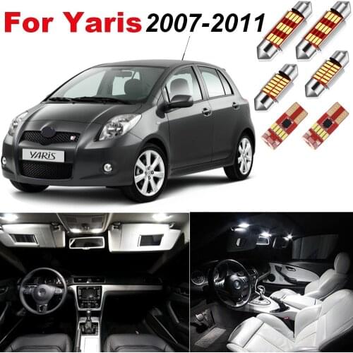 8Pcs White Canbus Car Led Interior Light Kit For Toyota Yaris 2007-2011 Map Dome License Plate Light