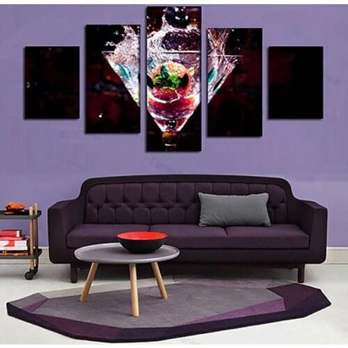 Abstract 5 Panels Wine Fruit Home Decoration Wall Art Canvas Paintings Pictures Hd Prints Modern Poster Bedroom Modular Frameles