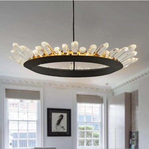 American country retro living room dining room bedroom lamp garden wind round wrought iron atmosphere creative LED crystal