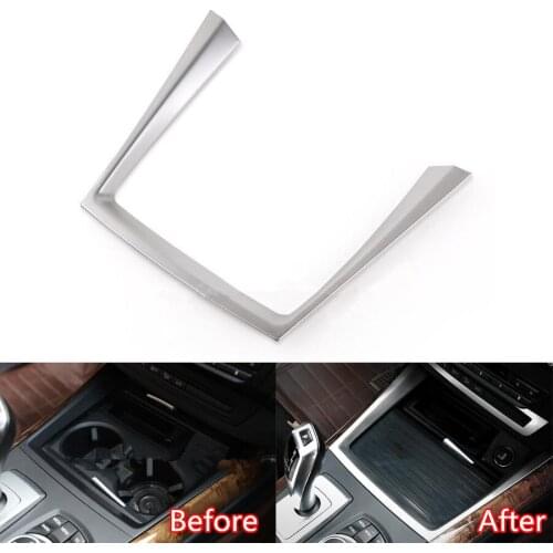 YAQUICKA Stainless Steel Car Water Cup Holder Panel Frame Trim Sticker Fit For BMW X5 E70 2008-2013 Car-styling Accessories