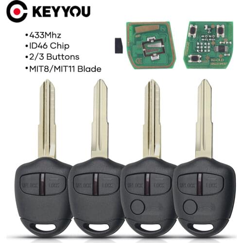 KEYYOU Car Remote Control Key For MITSUBISHI Outlander Pajero Triton ASX Lancer Shogun MIT8 MIT11 Blade 2/3 Buttons 433MHz