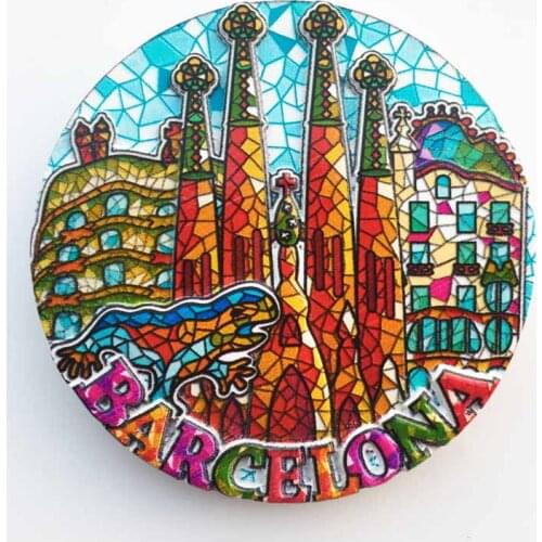BABELEMI 1pcs New Spain Barcelona Fridge Magnets Travel Souvenir Mosaic Refrigerator Magnetic Sticker Home Decorations