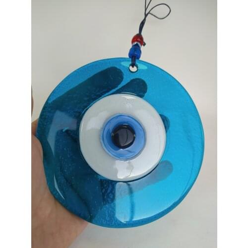 Turquois Evil Eye 12cm Glass Bead Middle in Blue Turkish Handmade Big Amulet for Wall Hanging Ojo Turco Talisman Boho Home Decor