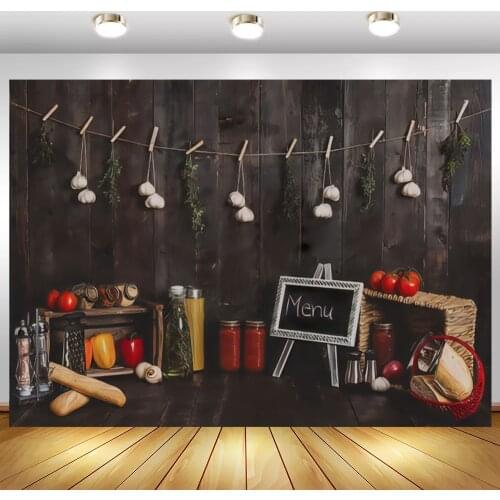 Laeacco Menu Super Kitchen Fruit Bread Salad Dressing Child Photocall Photography Background Photographic Backdrop Photo Studio