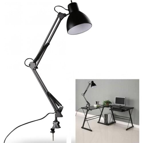 Black Flexible Swing Arm Clamp Mount Lamp Office Studio Home Table Desk Light