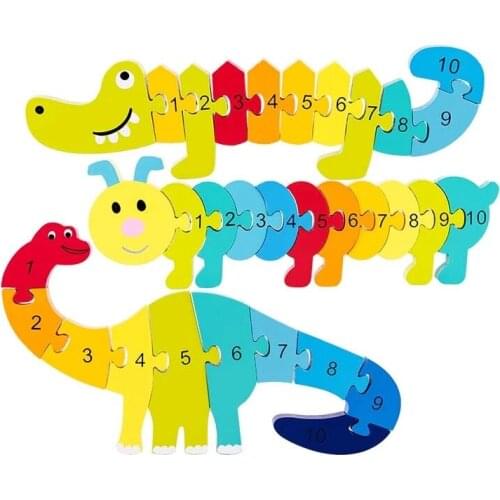 Wooden Jigsaw 3D Puzzle Toy Children Educational Animal Number Digital Puzzle Set Kids Birthday Gift
