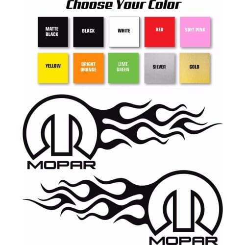 For 4Pcs/Set Mopar Dodge Flame Style Logo Right & Left car decal stickers/ Pick Size Color