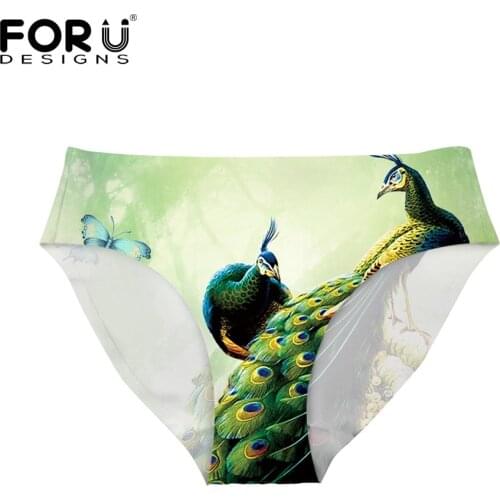 FORUDESIGNS Peacock Printing Women Sexy Underwear Seamless Intimates Lingerie Ladies Panties Tangas for Girls Underpants Knicker