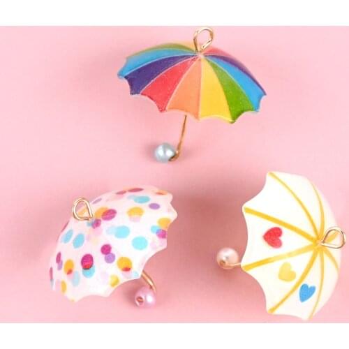 DIY Jewelry Findings 3D Floral Unberella Resin Charms 10pcs 18*17mm Fashion Earring Necklace Floating Pendants Accessory