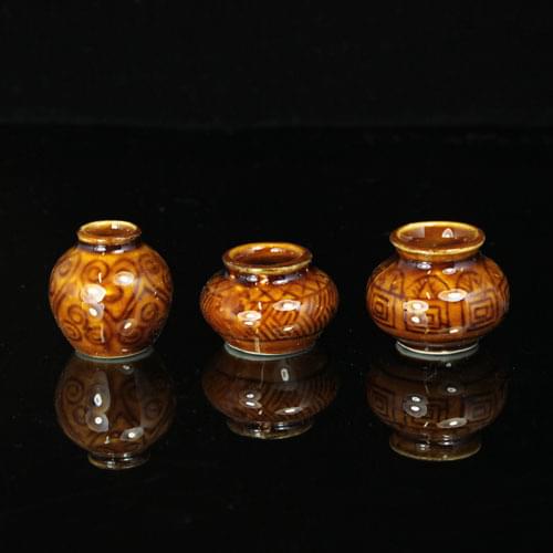 G05-X326 children baby gift Toy 1:12 Dollhouse mini Furniture Miniature rement Flat glaze vase 3pcs/lot