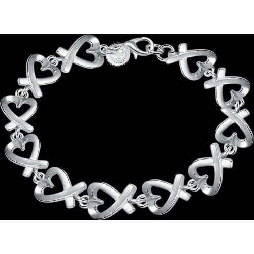 Hot fine 925 sterling silver fine Heart chain Bracelets for women high quality Wedding party Christmas Gift fashion lady Jewelry