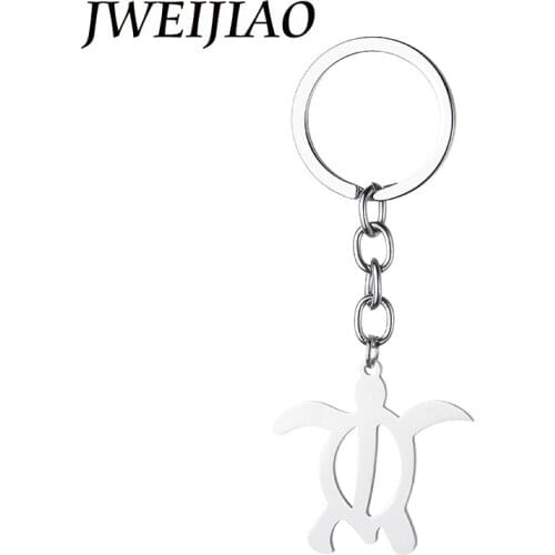 JWEIJIAO Fashion Tortoise Key Ring Metal Key Chain Stainless Steel Color Hollow Tortoise Turtle Charm Keychain SS81
