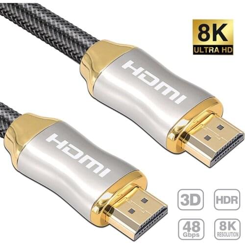 HDMI-compatible Cable 8K 60Hz Ultra HD V2.1 Cable Gold Plated 3D 4K 120Hz High-Speed 48Gbps 8K Cord for TV PS4 PC 1m 1.5m 2m 3m