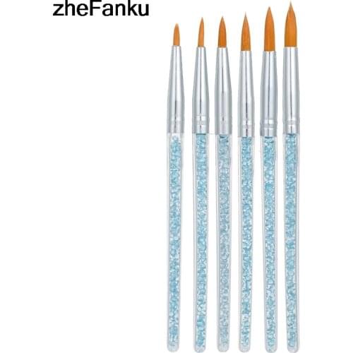 6Pcs Professional Manicure UV Gel Nail Brush Pen Transparent Acrylic Nail Art Painting Drawing Dotting Brush Tools