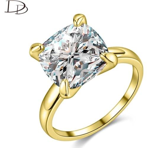 High Quality New Arrival Fashion Wedding Ring Gold Color Four Claw Big Jewelry Anilos Zirconia Rings Engagement Ring18Kr011