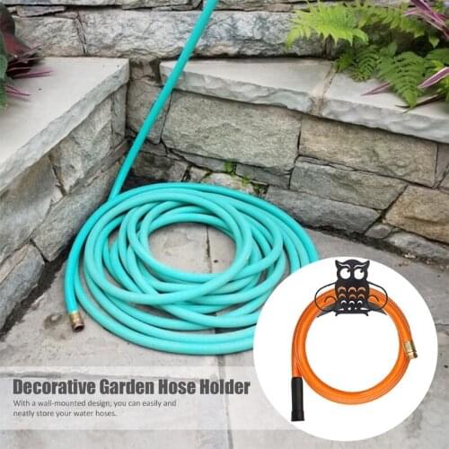 Cartoon Owl Metal Garden Hose Holder Decorative Water Hose Hanger Organizer Wall Mount for Outside Yard