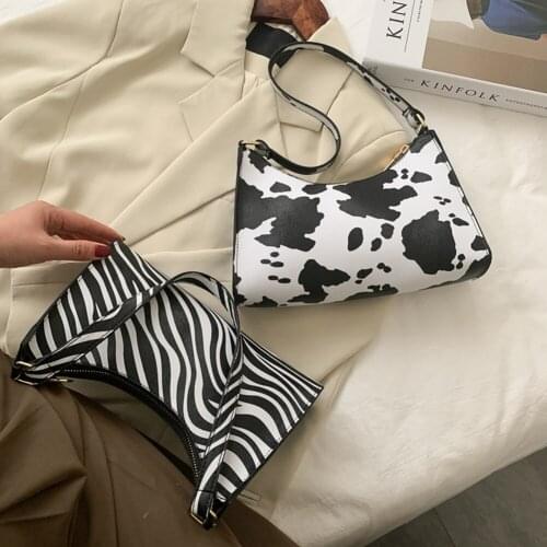 Fashion Womens Bag Zebra Cow Leopard Pattern Handbag Totes Women Street Travel Shoulder Underarm Purse Portable Top-handle Bags