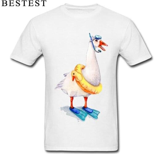 Snorkeling Goose T-shirt 3D Cartoon T Shirt 2019 Men Tshirt White Cotton Tops Diver Birthday Gift Tees Hawaii Miami Clothes Fun