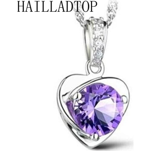 Hot Top Quality Purple Crystal Heart Pendent Necklace Austrian Crystal Heart Necklace for Valentines Day Gift of Love