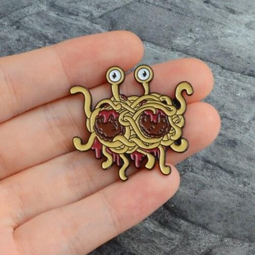 Pastafarianism Enamel Brooch FSM Badge Denim Clothes shirt bag Button Pins Funny Cartoon Jewelry Creative Gift for friends