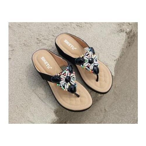 SIKETU brand beach seaside Bohemia Beaded slope and large Sandal