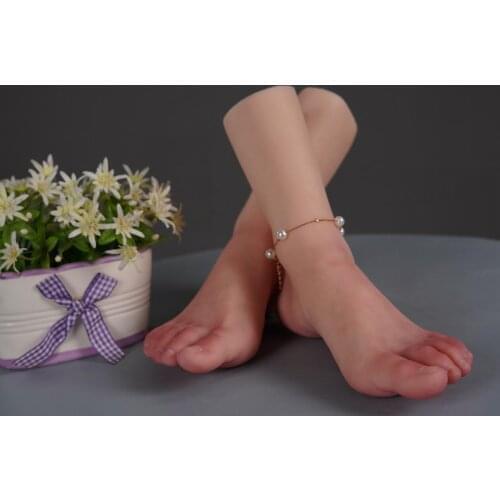 High Simulation Silicone TPE Material Realistic Female Foot Model For Foot Art Finger Bendable Mannequin Display Jewelry Props
