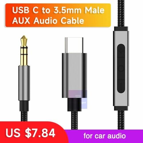 Realtek ALC4050 USB Type C to 3.5mm Male DAC AUX Cable for Car Audio Speakers for Pixel Note10 Android Mobile and Windows 10 PC
