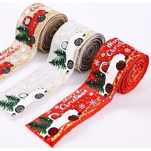 Xmas Christmas DIY Fabric Swirl Ribbon Burlap Ribbon With Wired Edge Gift Wrapping Christmas Tree Ribbon Wreath Bows