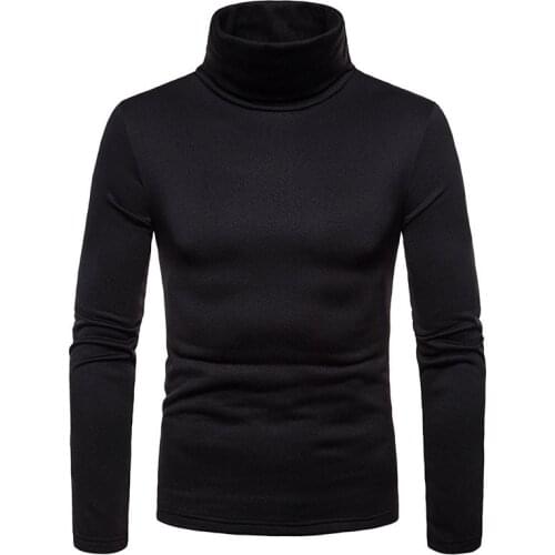Sweater Thin Stretch Slim Long Sleeve T Shirt 2021 Mens Autumn Turnleneck Pullover Solid Color Men Tee Shirt Tops Clothing MY235