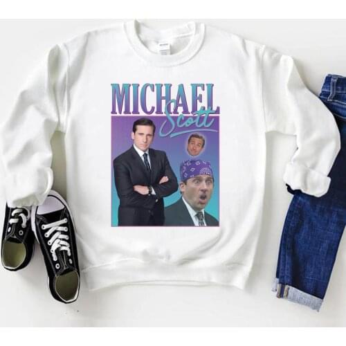 Michael Scott Homage Sweatshirt Funny The Office TV Show Inspired Retro Vintage Pullover Sweatshirts Women Harajuku Hoodies