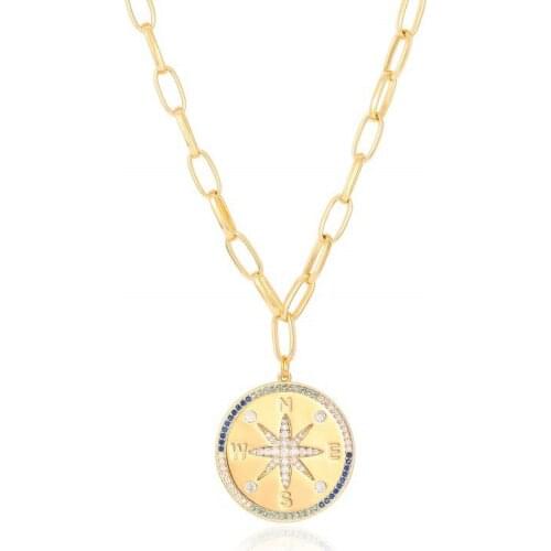 Cross-border monopoly Amazon star moon sun necklace round coin pendant necklace ins clavicle letter chain