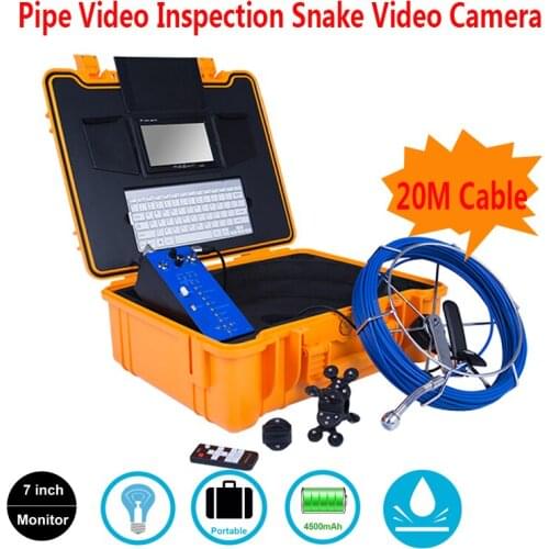 7"LCD DVR 1000TVL With 12Pcs LED Adjustable Pipe Video Inspection Snake Video Camera System With Keyboard 25MM 20M