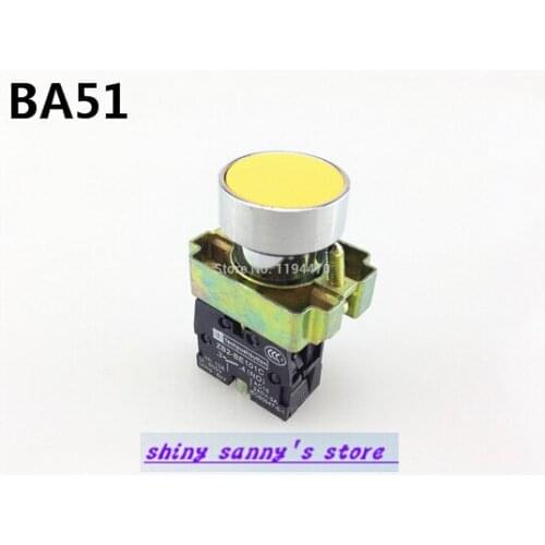 1Pcs BA51 XB2-BA51 Yellow Self-reset Momentary Flush Pushbutton 1 N/O Flat Push Button Switch Brand New