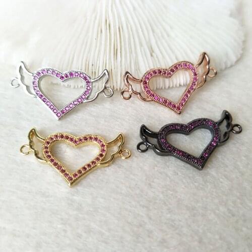 10 Pieces CZ zircon Micro Pave Connector,angel Double Bails Beads Charm,DIY Bracelet necklace Jewelry Finding CT282