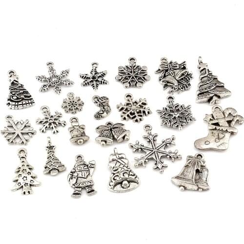 105Pcs Alloy Mix Christmas Tree & Snowflake Charms Pendants For Jewelry Making Bracelet Necklace DIY Accessories A-661