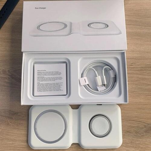 15W Folding Magnetic Macsafe Duo Qi Wireless Charger For iPhone 12 Apple Watch Airpods Macsafe Mag Fast Safe Charging Station