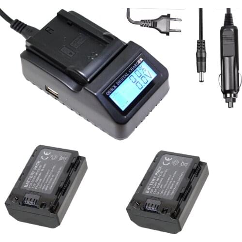 2Pcs 2280mAh NP FZ100 Battery + LCD Fast Charger for Sony NP-FZ100 BC-QZ1 Alpha 9, A7RIII, ILCE-7RM3 for Sony A9, A9R, Alpha 9s