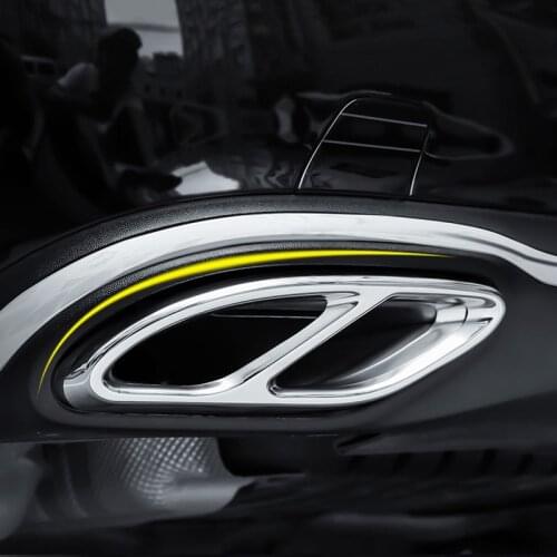 2pcs Car Muffler Exhaust Pipe Tail Cover Metal Trim Sticker For Mercedes-Benz A B C E GLC W176 W246 W205 W213 Accessories