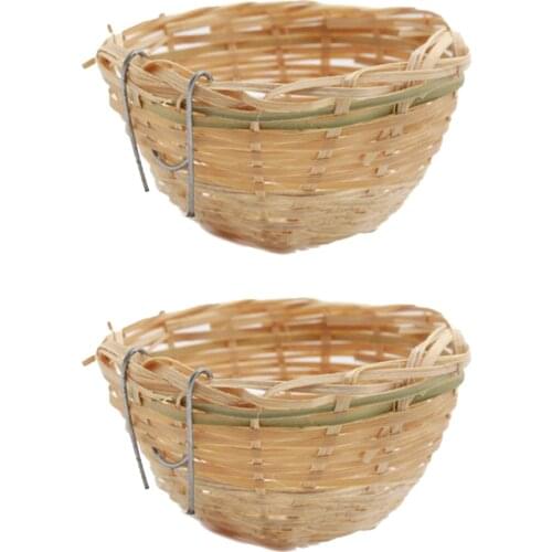 2Pcs Handwoven Bamboo Bird Nest Cage House Hatching Breeding Cave for Parrot, Canary or Cockatiel or Other Birds