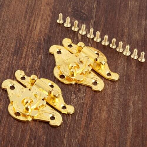 2Pcs Zinc Alloy Jewelry Wooden Box Suitcase Decorative Hasps Latch Hook Furniture Hardware Buckle Lock Clasp with Screws 38*49mm