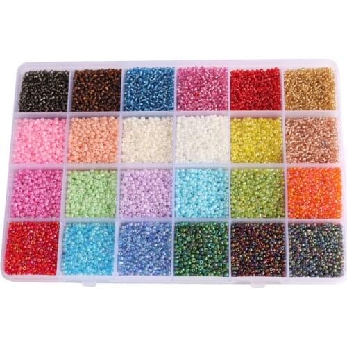 24 Colors 2mm 26400PCS Glass Seed Spacer Beads Jewelry Making Round Colorful Millet Beads DIY Bracelet Necklace Beaded Material