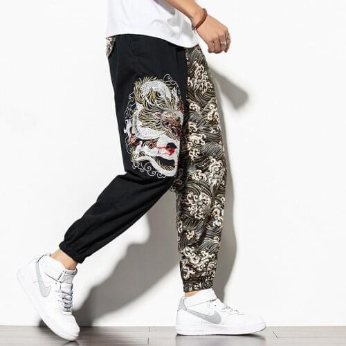 5XL autumn winter men sweatpant loose harem embroidery bloomer sport pant casual jogger running workout pant trouser sportswear